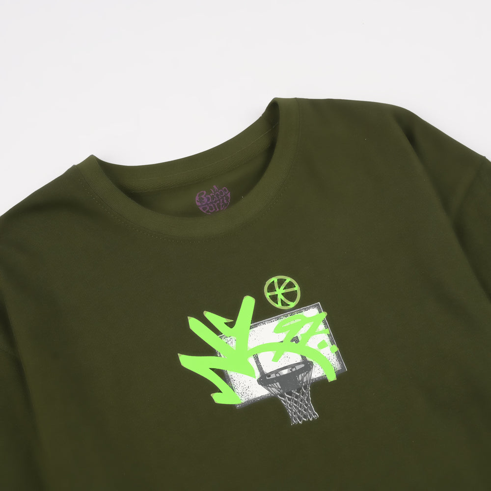 Boys Jersey/Terry T-Shirt (Basketball New York) - Rifle Green