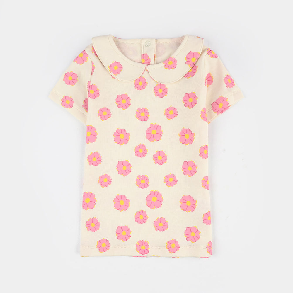 Infant Girls Cotton Interlock Knitted Suit (Blossom) - Multi