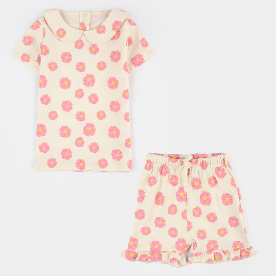 Infant Girls Cotton Interlock Knitted Suit (Blossom) - Multi