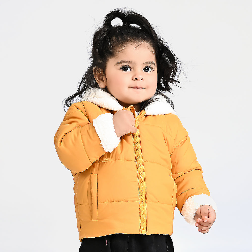 Infant Girls Mix taffeta Quilted Jacket Bloated-Citrus