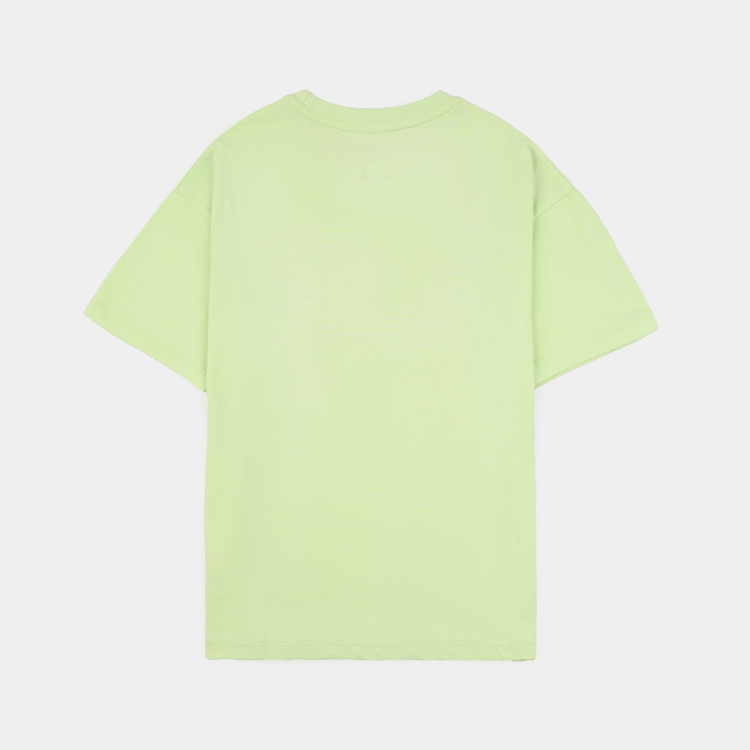 Boys Cotton Jersey T-Shirt (Good Vibes) - Lime