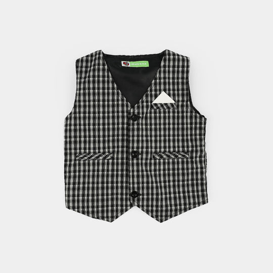 Infant Boys Yarn Dyed Woven Suit (3 Piece) - Black/White