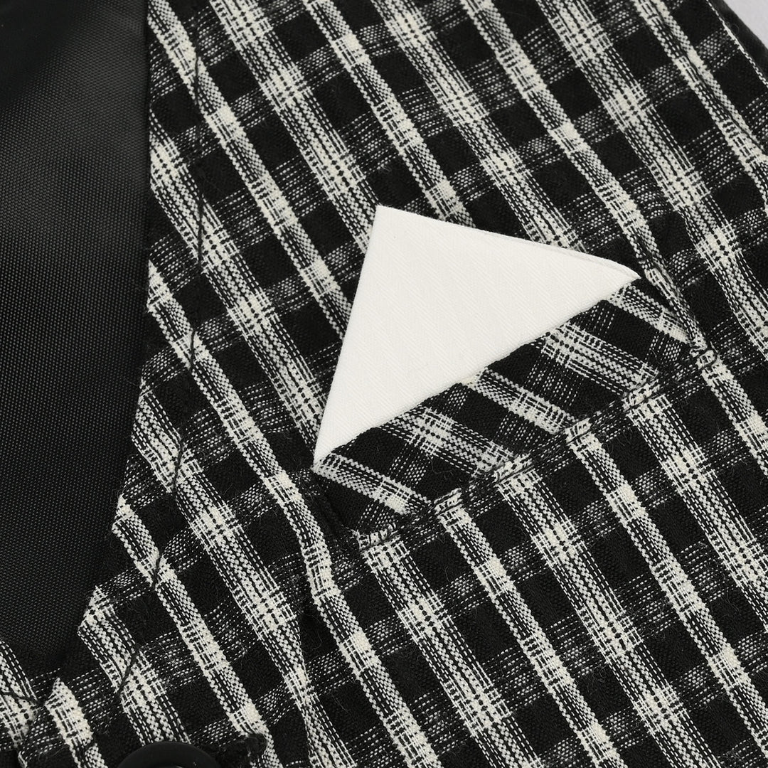 Infant Boys Yarn Dyed Woven Suit (3 Piece) - Black/White