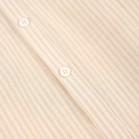 Boys Yarn Dyed Basic Kurta (Stripe) - Beige