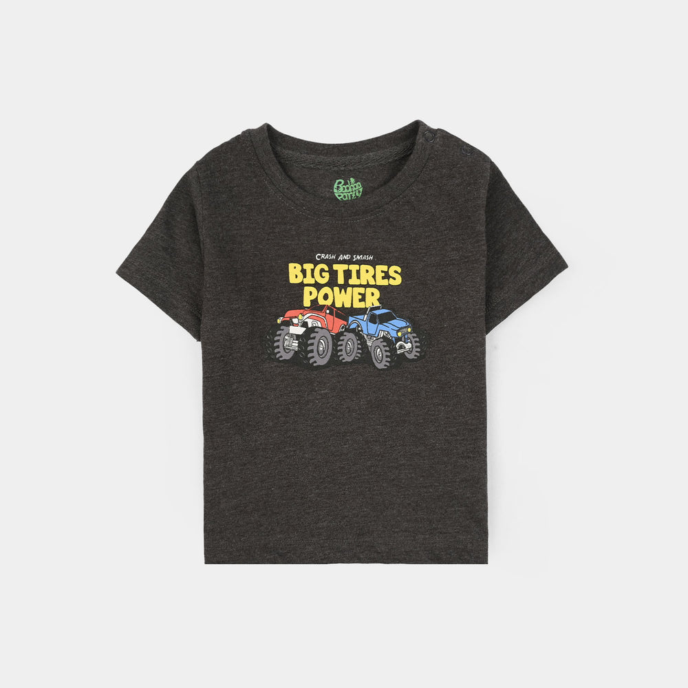 Infant Boys Jersey/Terry T-Shirt (Big Tires) - Dark Grey