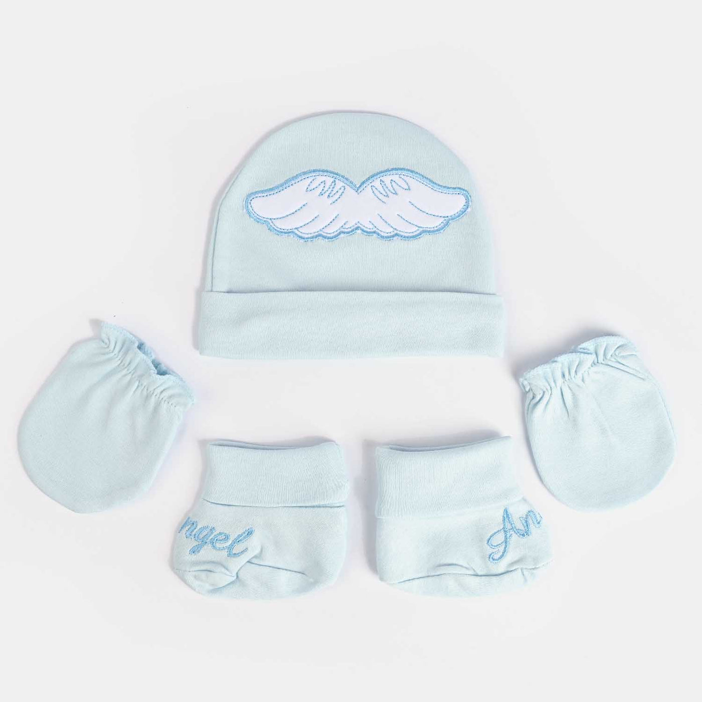 BABY CAP WITH SOCKS AND MITTENS SET