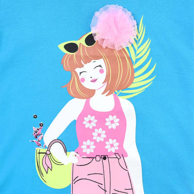 Girls Cotton Jersey T-Shirt H/S Flower Girl