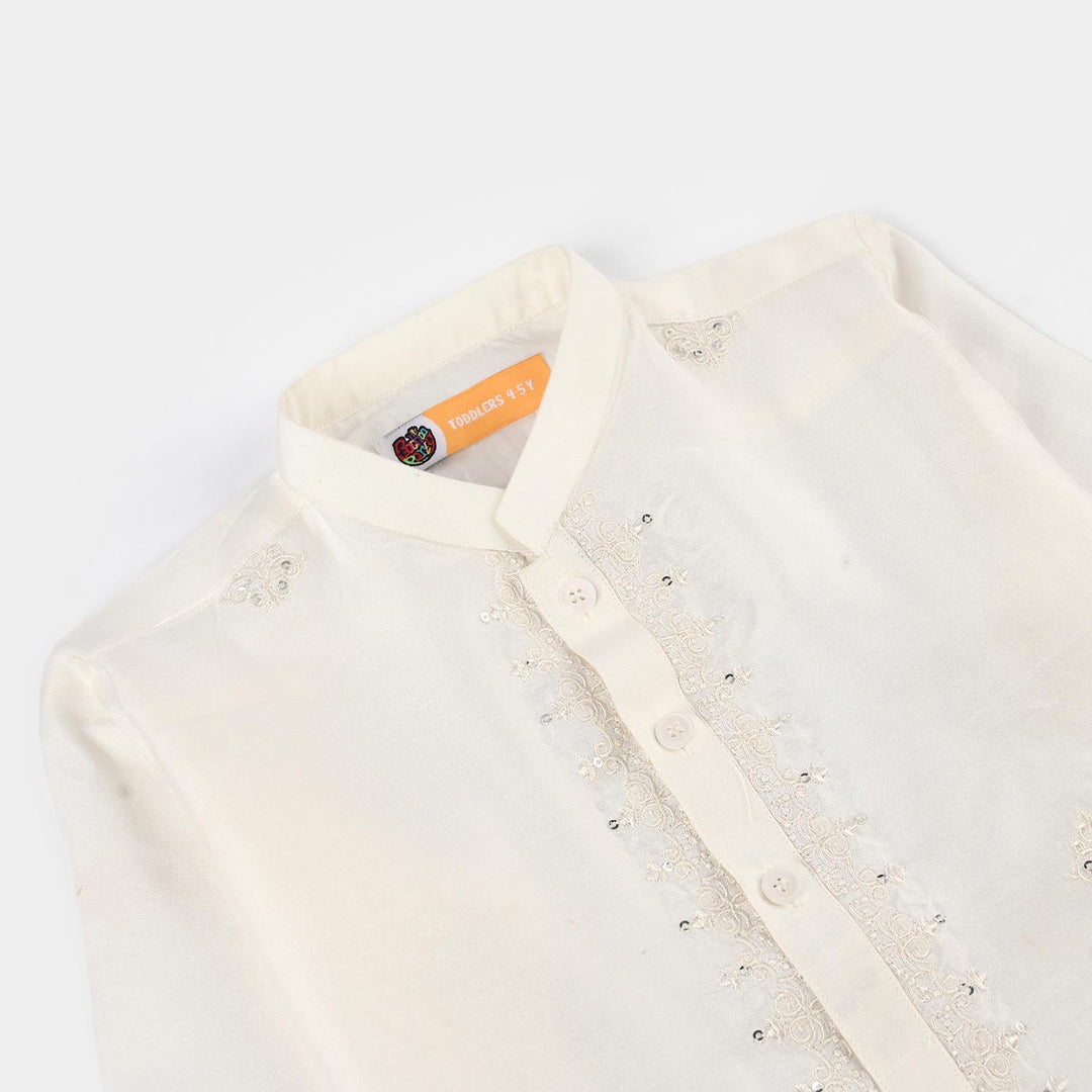 Boys Poly Viscose Kurta Pajama (Jagmag) - Cream