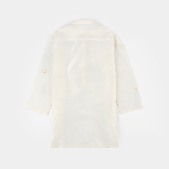 Boys Poly Viscose Kurta Pajama (Jagmag) - Cream