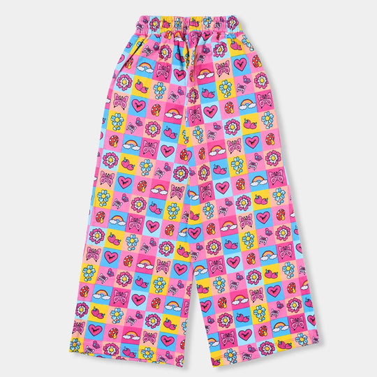 Girls Cotton Terry Pyjamas Flower-Printed