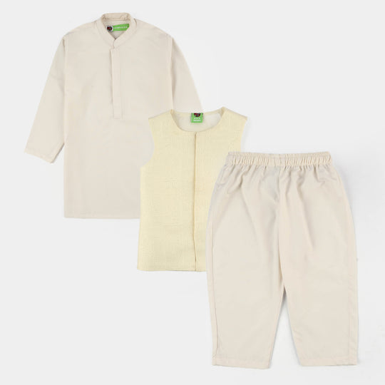 Infant Boys Poly Viscose 3-Piece Suit (After Glow) - Off-White