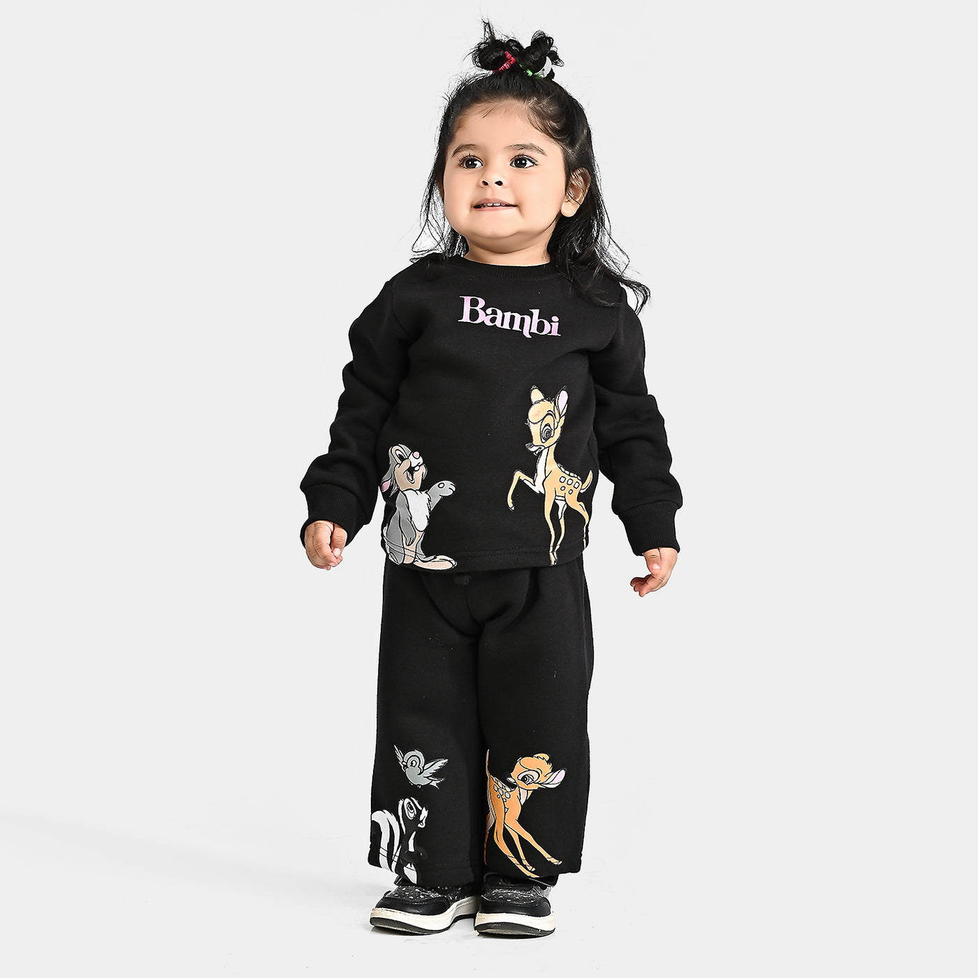 Infant Girls Fleece Knitted Suit Bambi-Jet Black