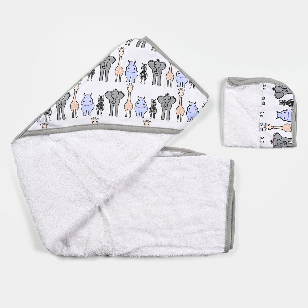 Hooded Baby Bath Towel With Face Wash Towel | 30x30