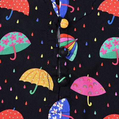 Girls Viscose Casual Top Umbrella-BLACK