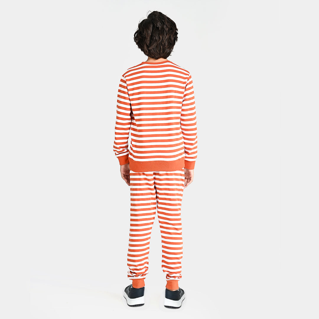 Boys Cotton Terry 2 Piece Suit Games-Orange/White