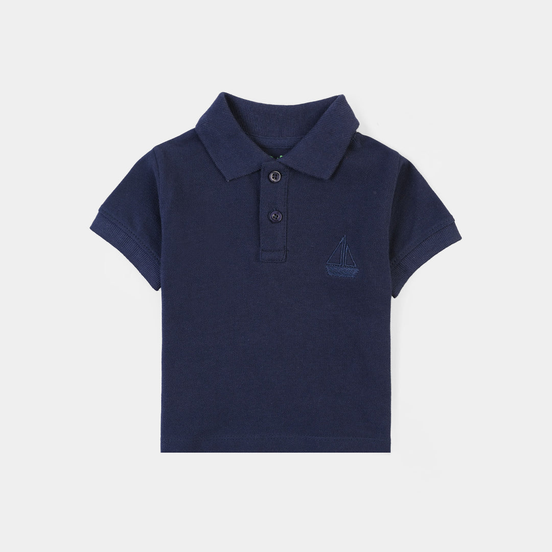 Infant Boys Cotton Polo Boat - Navy Blue