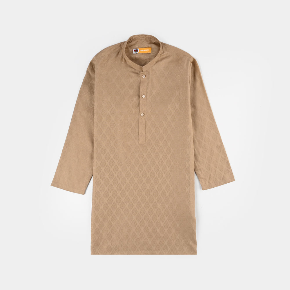 Boys Jacquard Kurta Pajama (Khas) - Beige