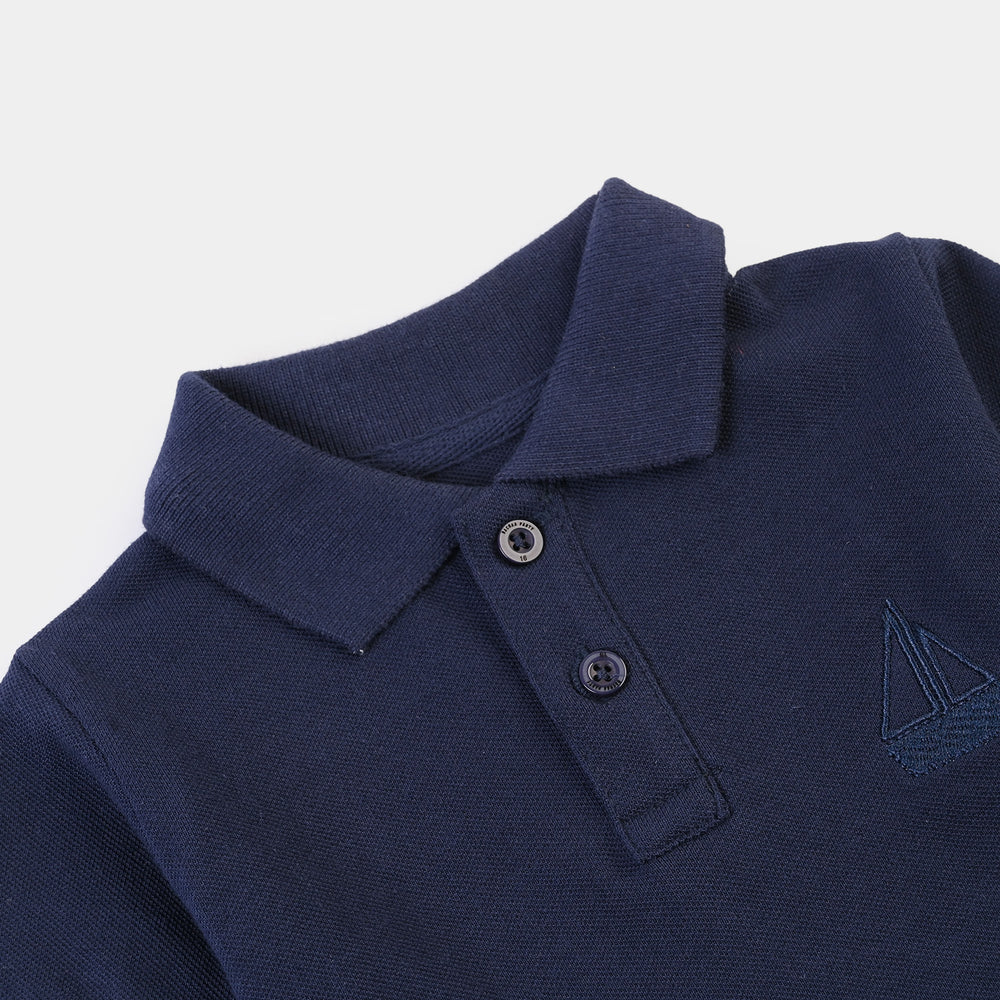 Infant Boys Cotton Polo Boat - Navy Blue