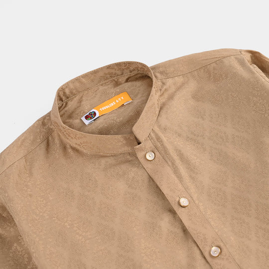 Boys Jacquard Kurta Pajama (Khas) - Beige