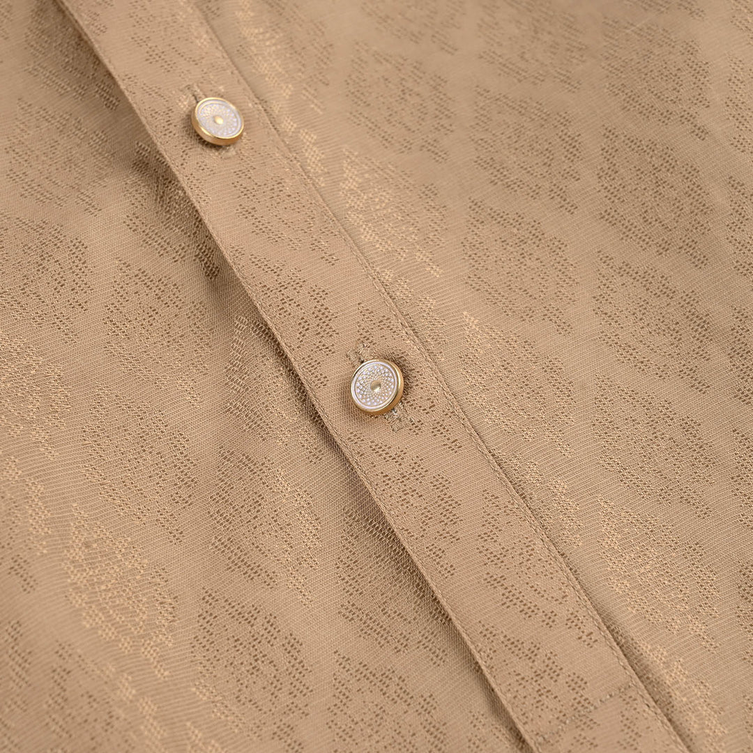 Boys Jacquard Kurta Pajama (Khas) - Beige