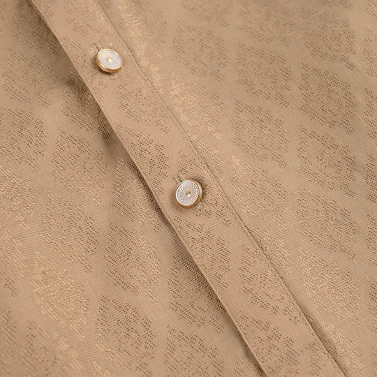 Boys Jacquard Kurta Pajama (Khas) - Beige