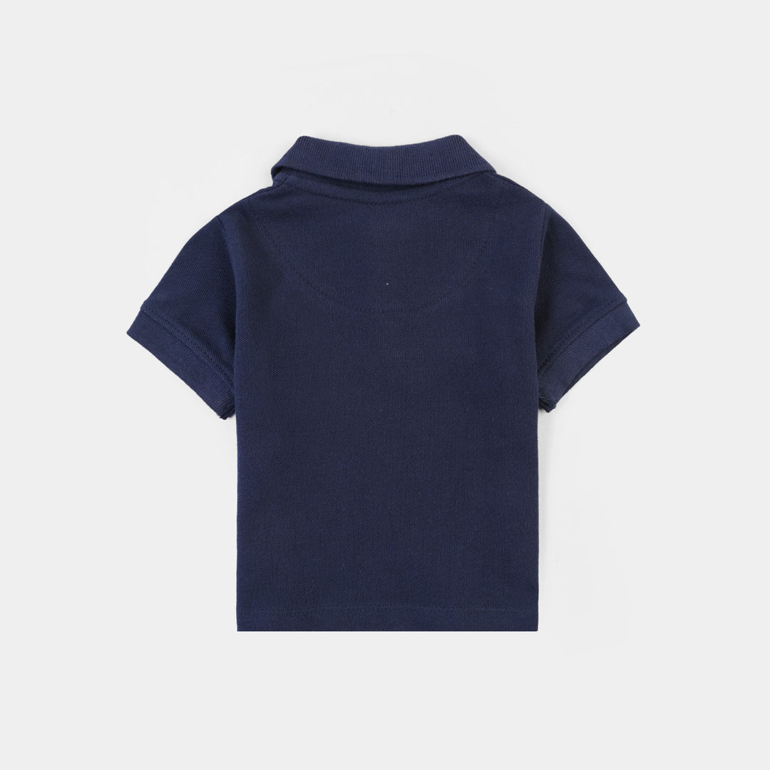 Infant Boys Cotton Polo Boat - Navy Blue