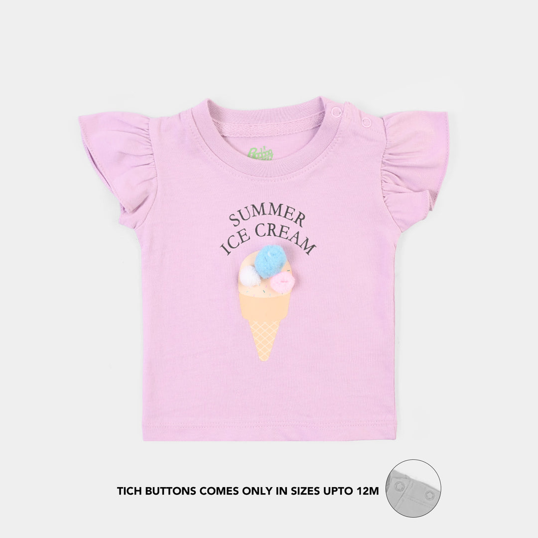 Infant Girls 2x1 Rib T-Shirt Summer Ice Cream-Orchid