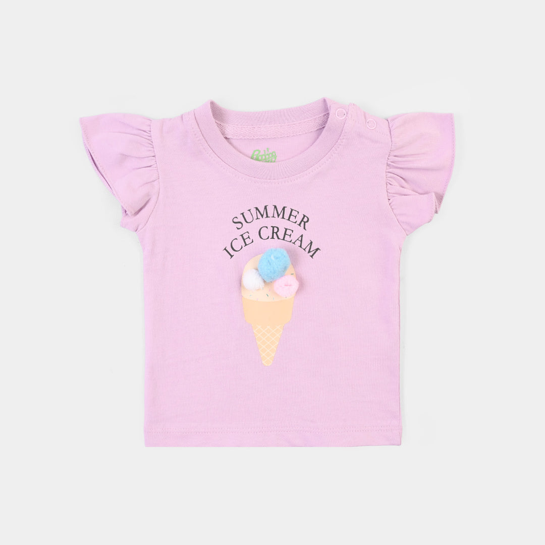 Infant Girls 2x1 Rib T-Shirt Summer Ice Cream-Orchid