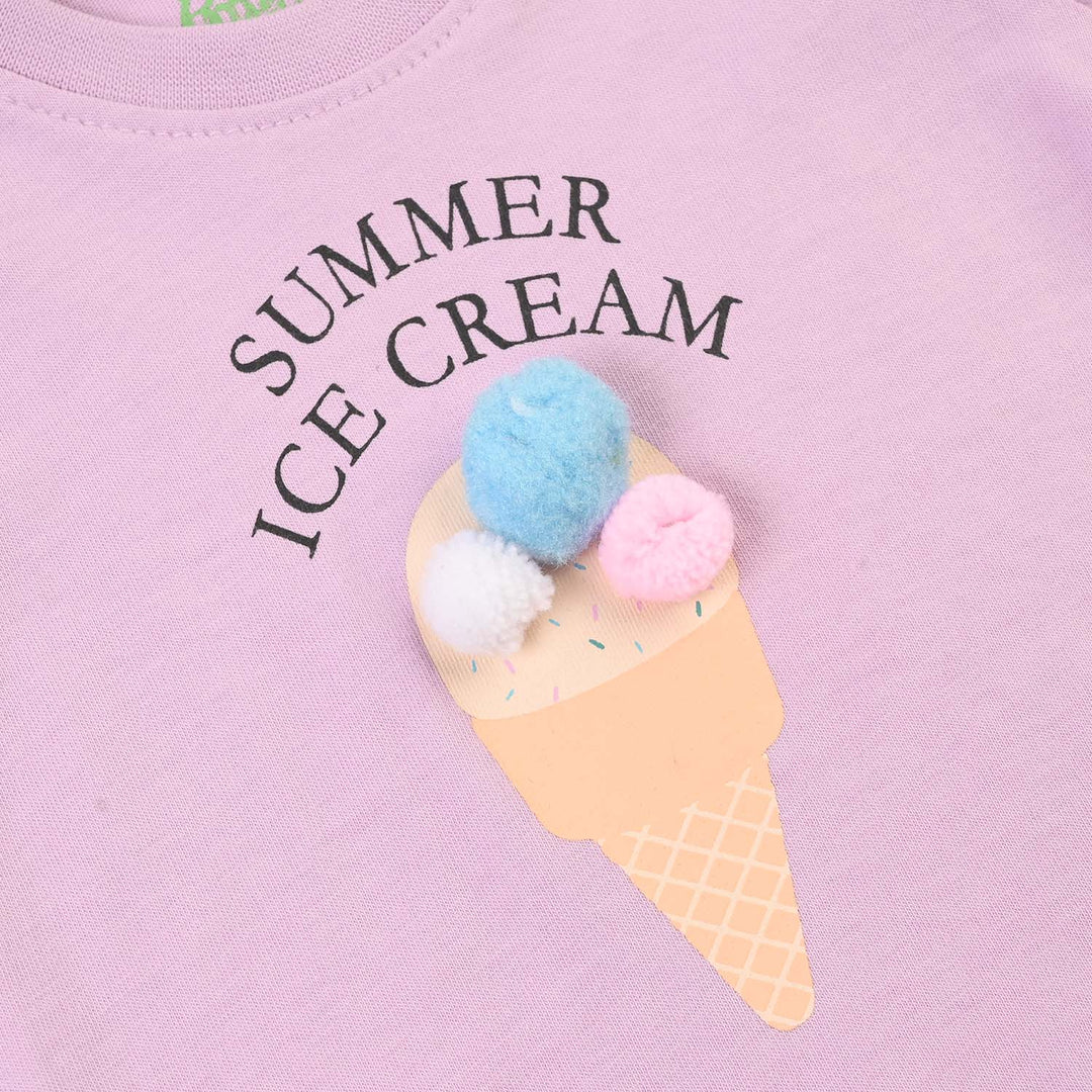 Infant Girls 2x1 Rib T-Shirt Summer Ice Cream-Orchid