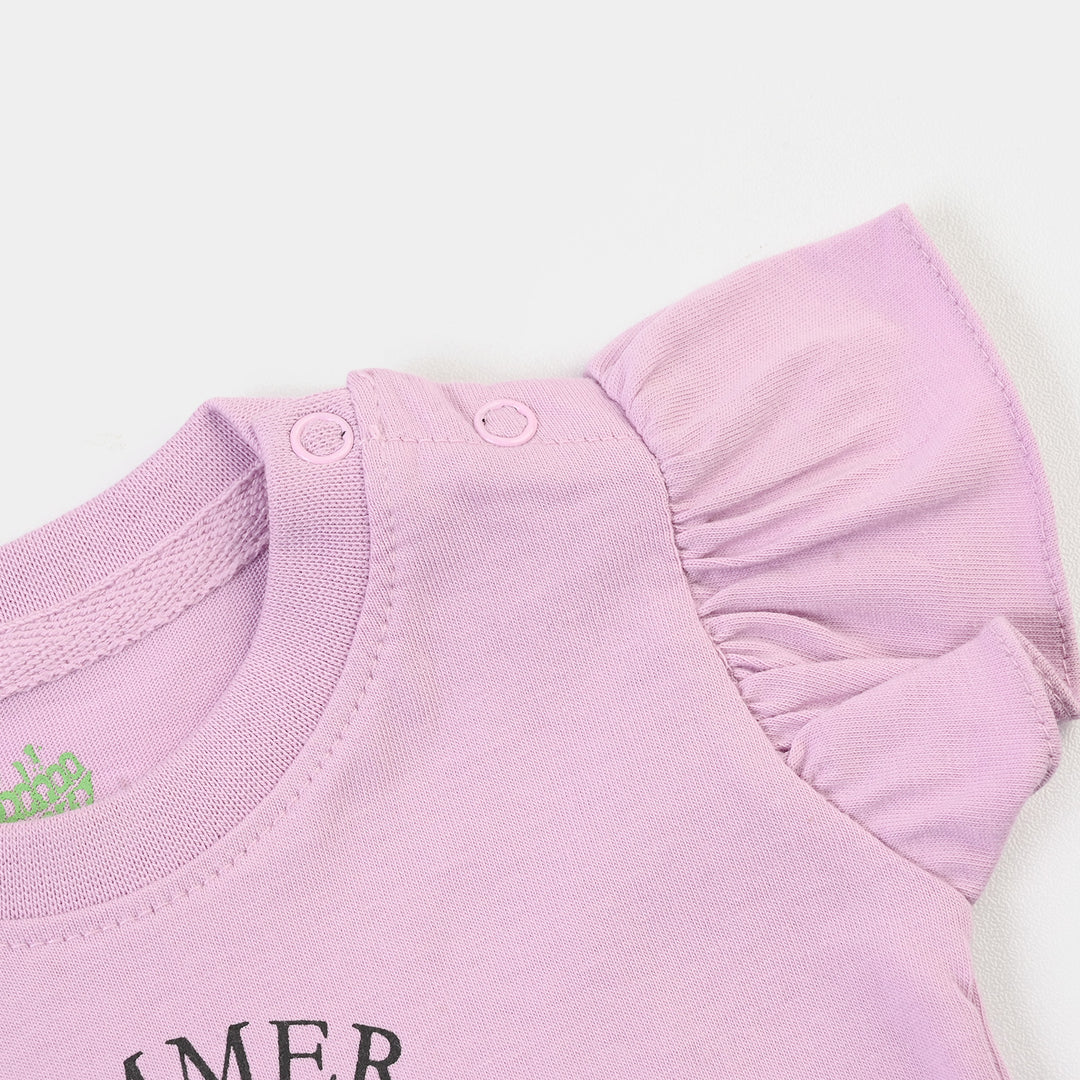 Infant Girls 2x1 Rib T-Shirt Summer Ice Cream-Orchid