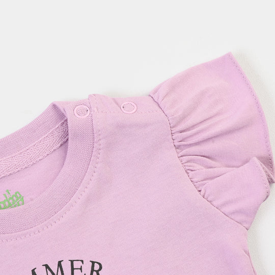 Infant Girls 2x1 Rib T-Shirt Summer Ice Cream-Orchid