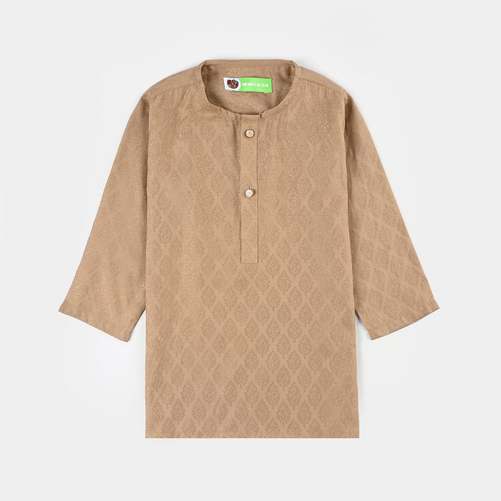 Infant Boys Jacquard Kurta Pajama (Khas) - Beige