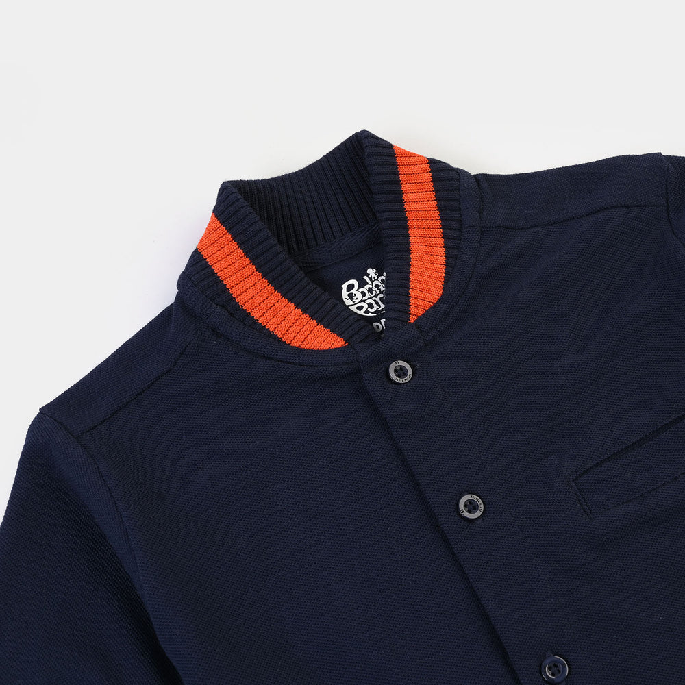 Boys Cotton PK Knitted Shirt Basketball- Navy