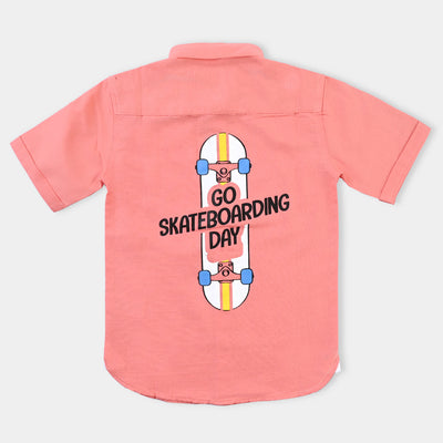 Boys Cotton Slub Casual Shirt H/S (Skate Boarding)-D.Flower