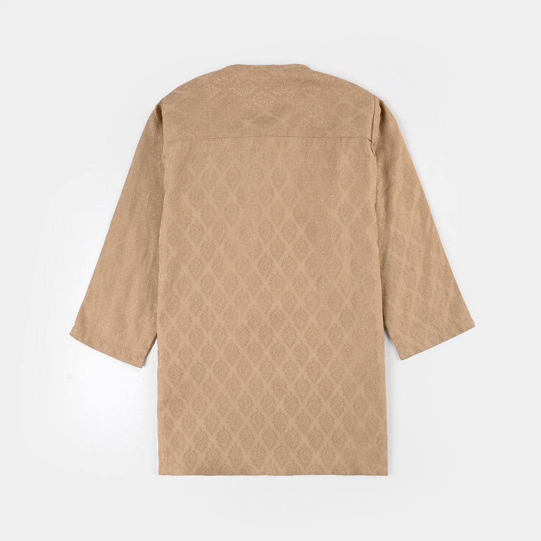 Infant Boys Jacquard Kurta Pajama (Khas) - Beige