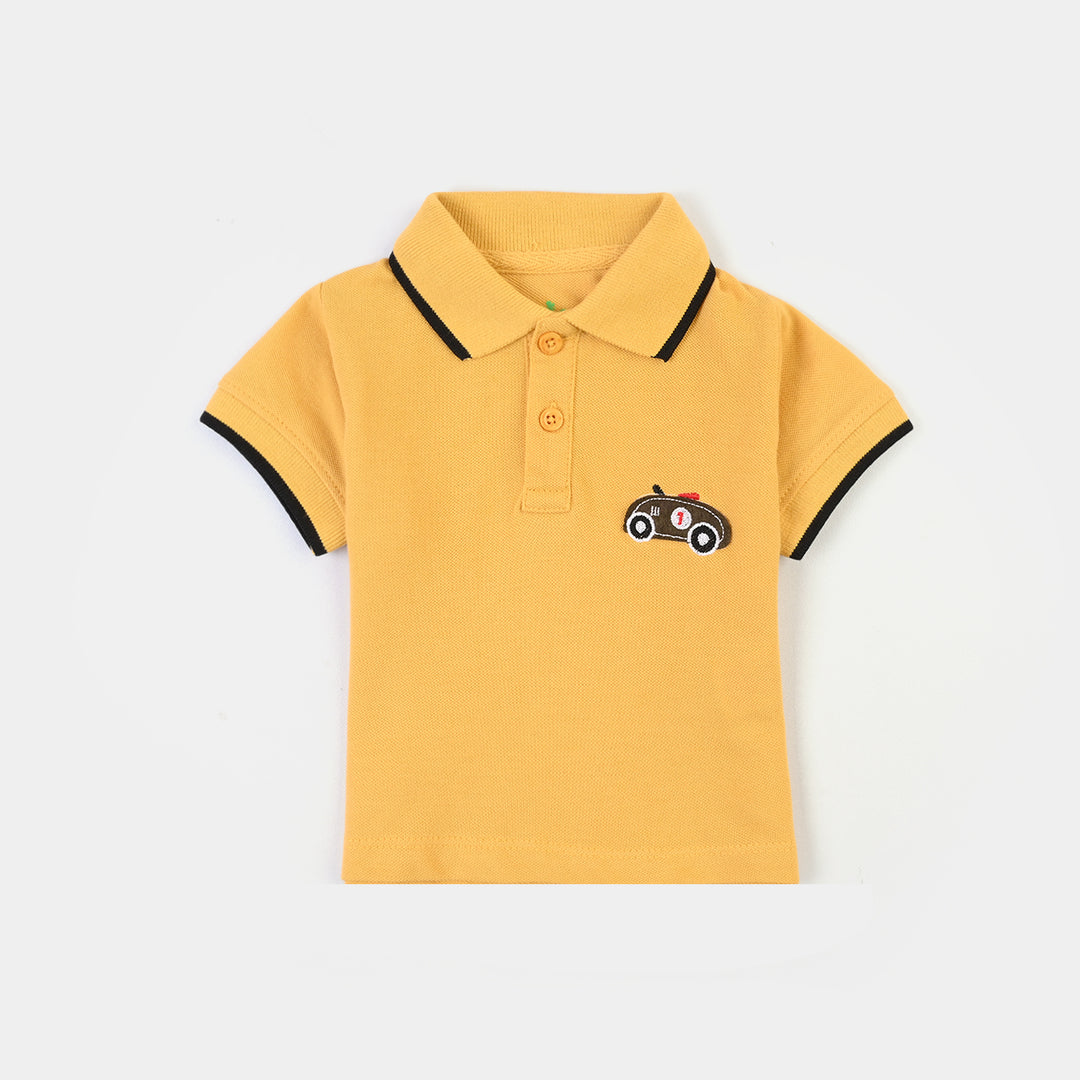 Infant Boys Cotton Polo Happy Car- Yellow