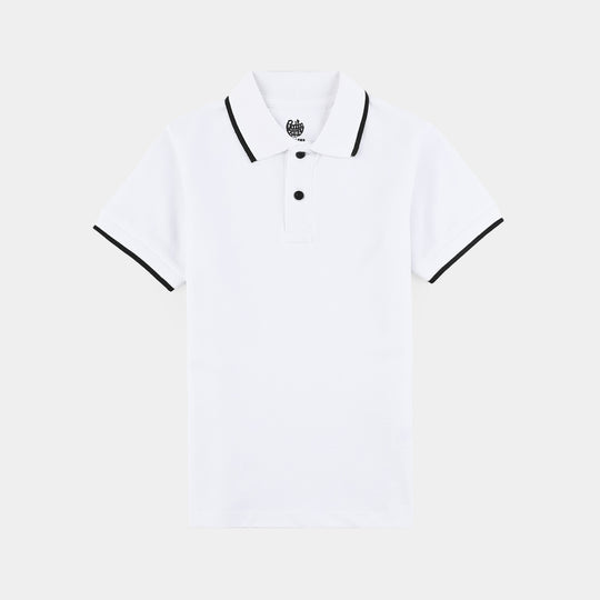 Boys Jumbo Pique Polo Basic-White