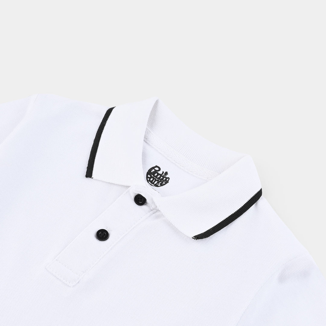 Boys Jumbo Pique Polo Basic-White