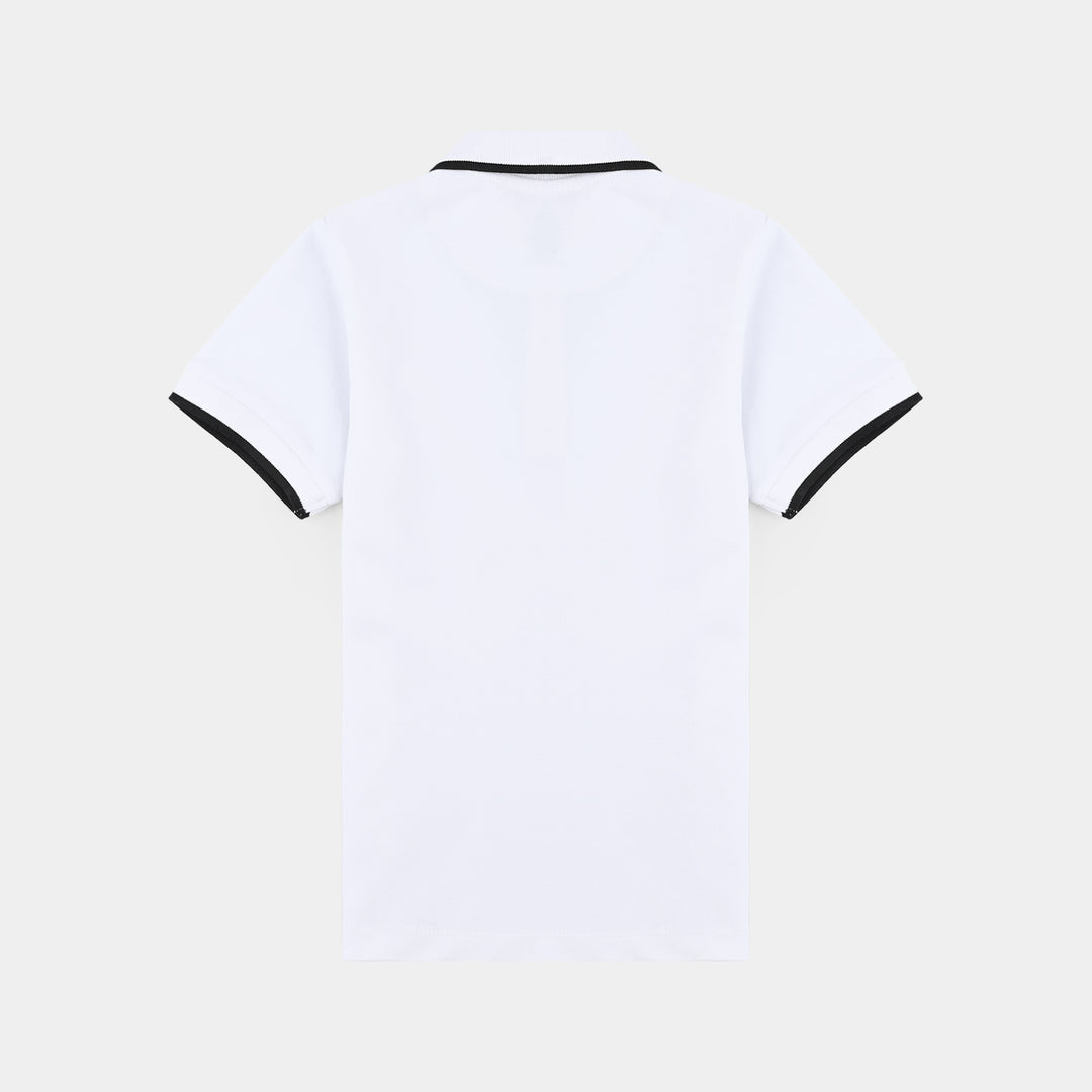 Boys Jumbo Pique Polo Basic-White