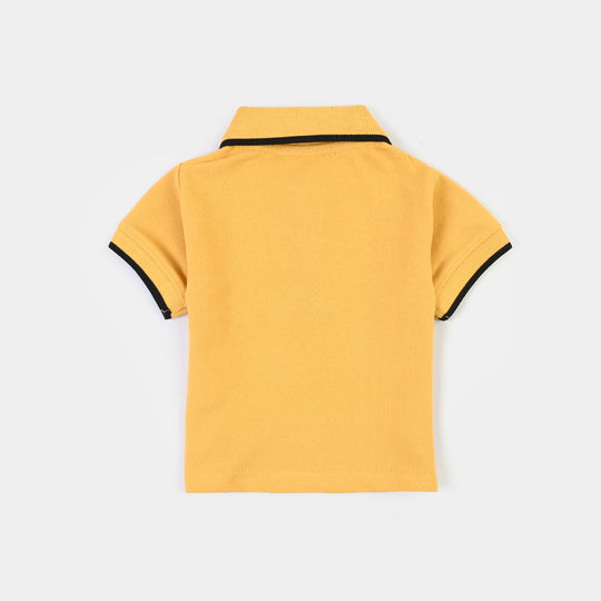 Infant Boys Cotton Polo Happy Car- Yellow