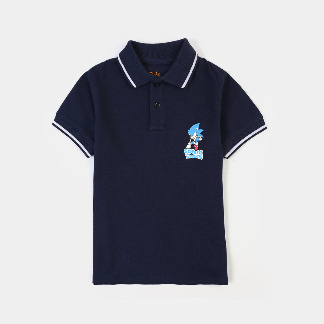 Boys Cotton PK Polo Character - NAVY