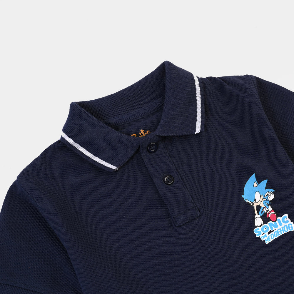 Boys Cotton PK Polo Character - NAVY