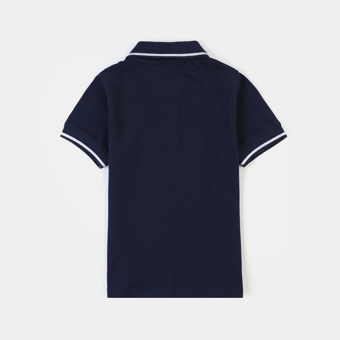 Boys Cotton PK Polo Character - NAVY