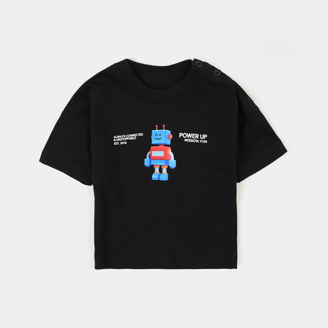 Infant Boys Cotton Jersey T-Shirt Power Up-Jet Black