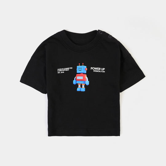 Infant Boys Cotton Jersey T-Shirt Power Up-Jet Black