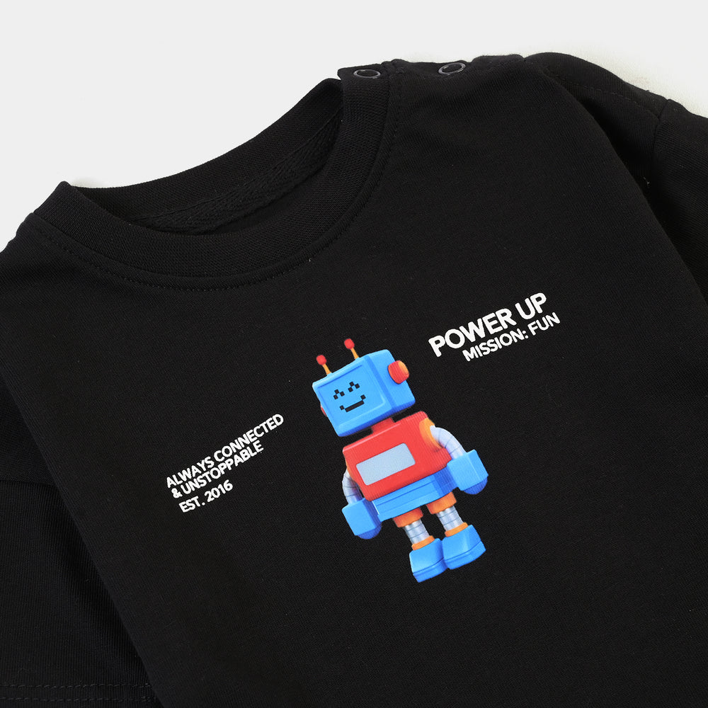 Infant Boys Cotton Jersey T-Shirt Power Up-Jet Black