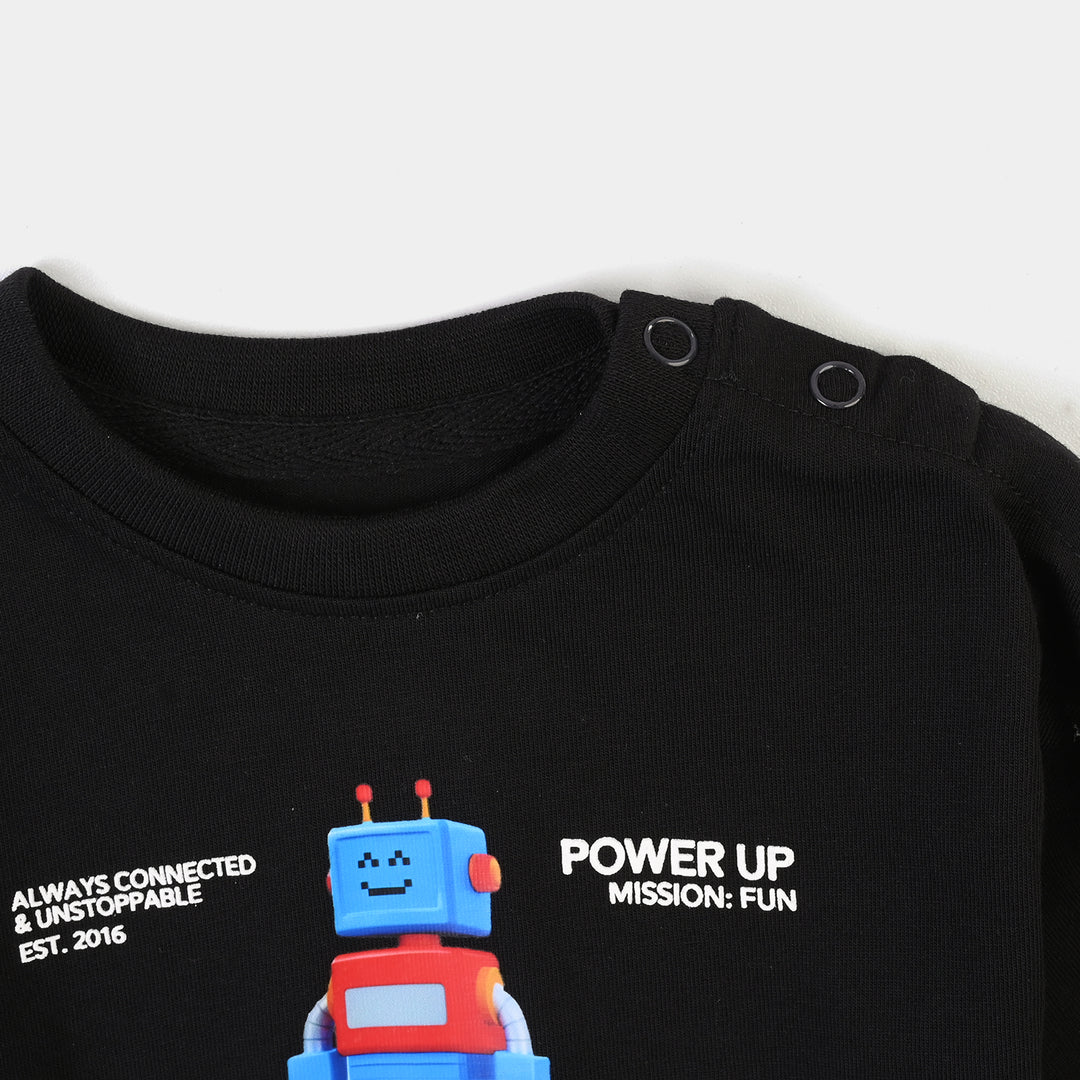 Infant Boys Cotton Jersey T-Shirt Power Up-Jet Black