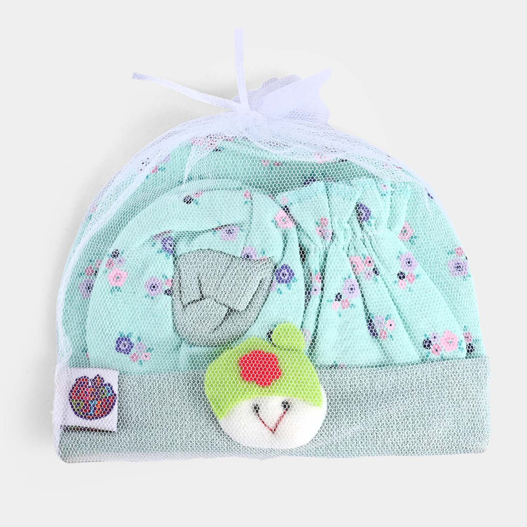 BABY CAP WITH SOCKS AND MITTENS SET