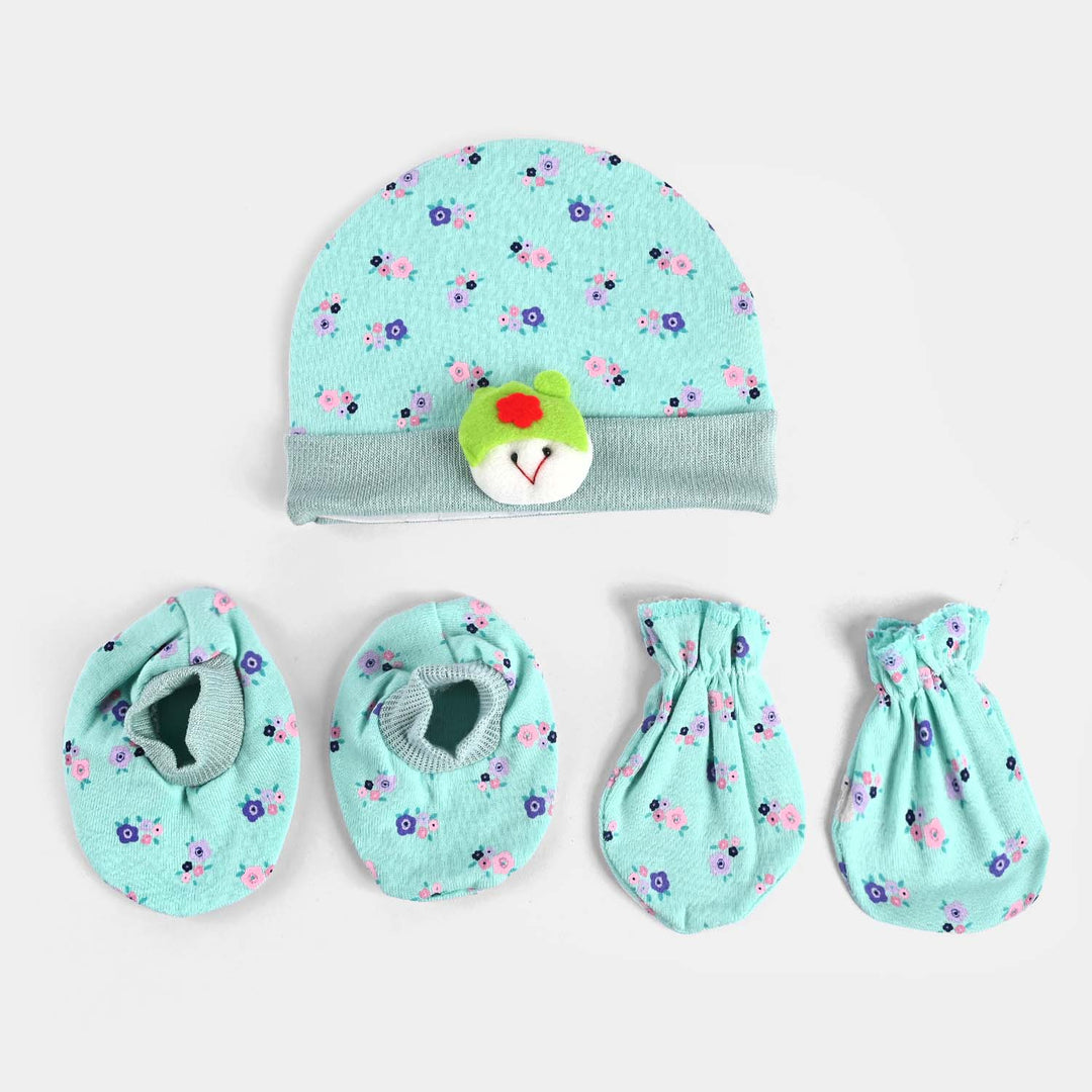 BABY CAP WITH SOCKS AND MITTENS SET