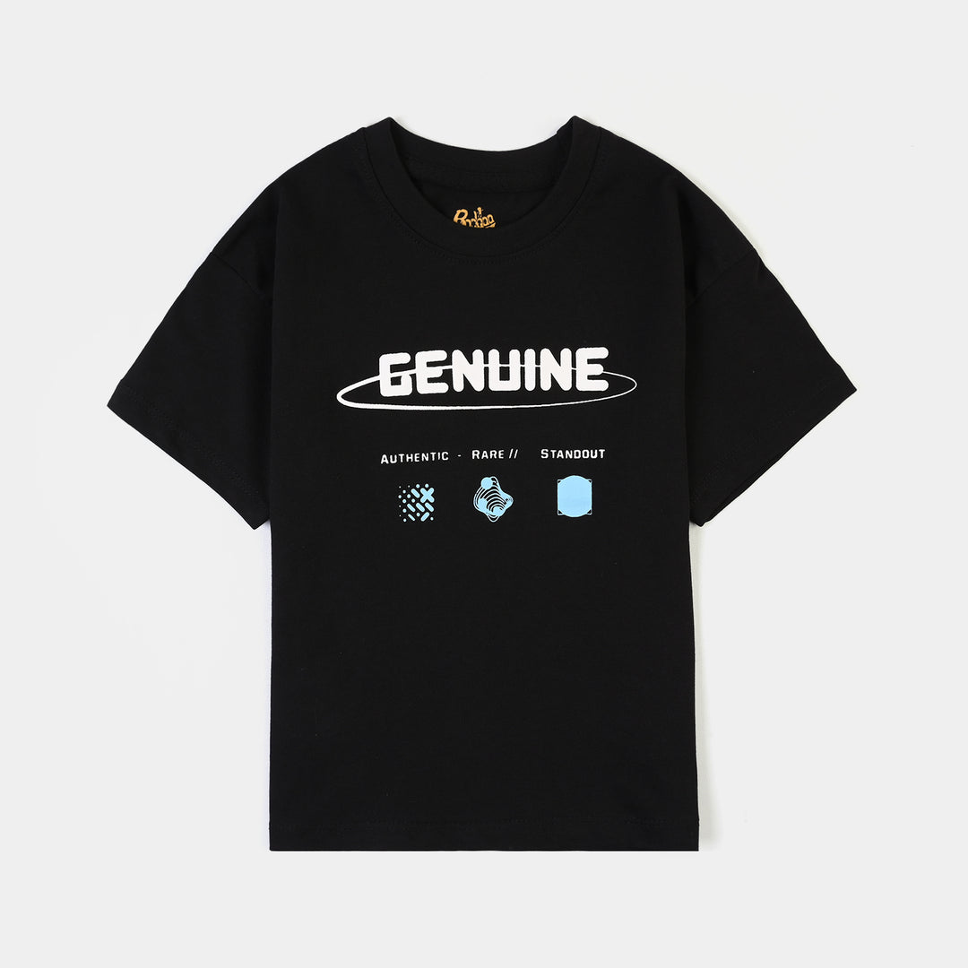 Boys Cotton Jersey T-Shirt Genuine - Jet Black